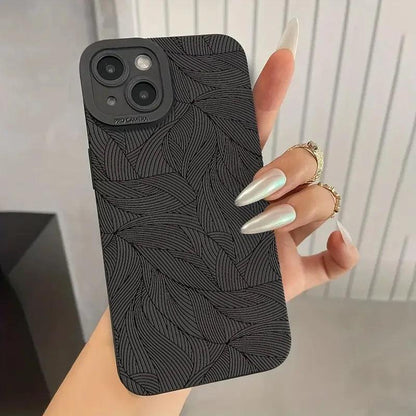 Matte Black Flower Case For iPhone