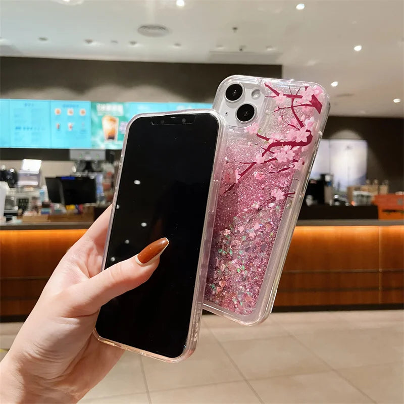 Pink Glitter Quicksand Case Cover