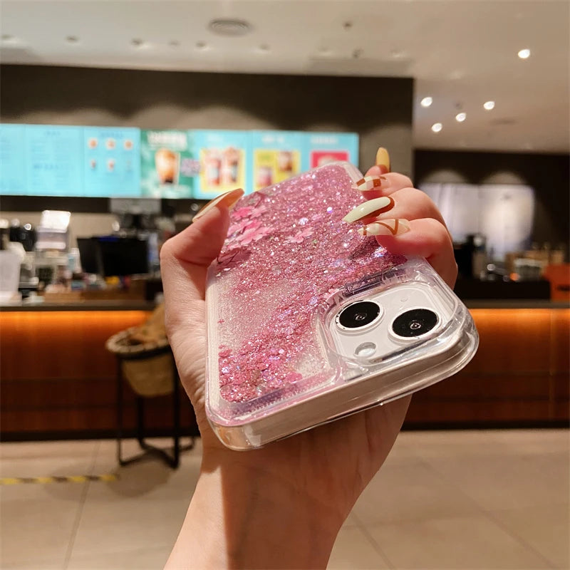 Pink Glitter Quicksand Case Cover